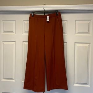 Tall Pull On Wide Leg Crop Pants in Sienna Red